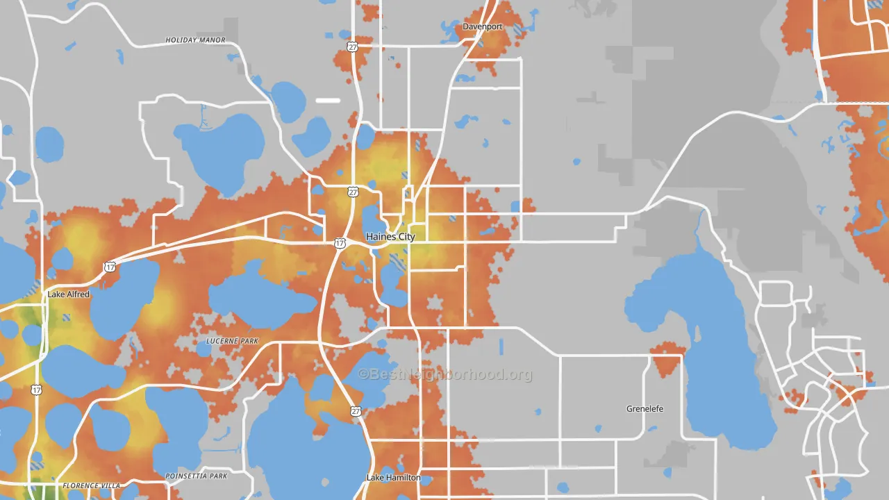 Bike Grade map of 33844, FL