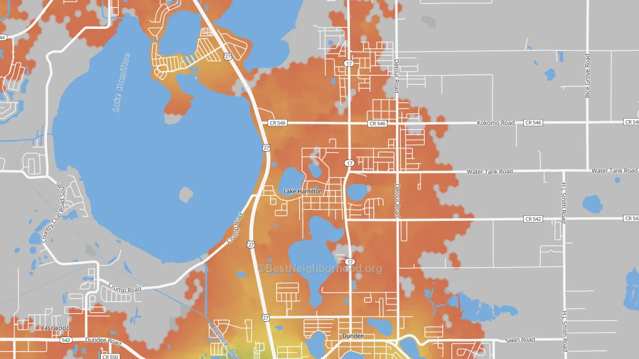 Bike Grade map of 33851, FL