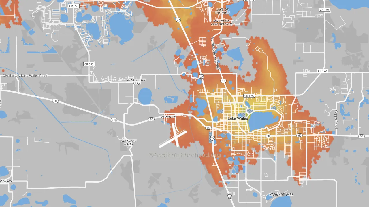 Bike Grade map of 33859, FL