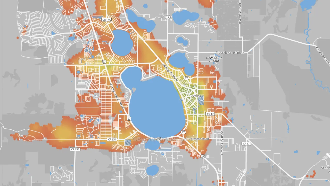 Bike Grade map of 33870, FL