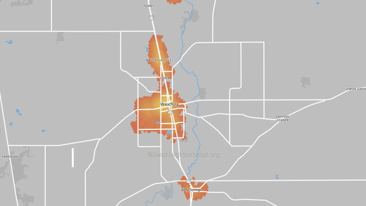 Bike Grade map of 33873, FL