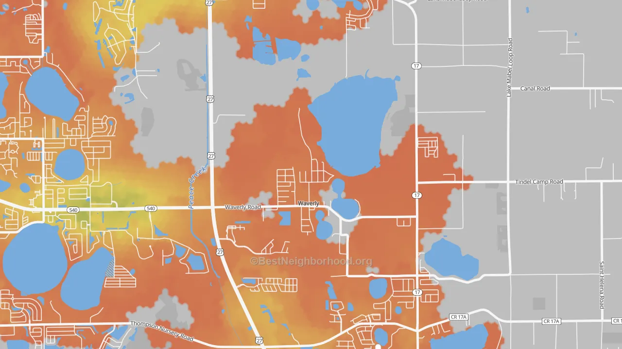Bike Grade map of 33877, FL