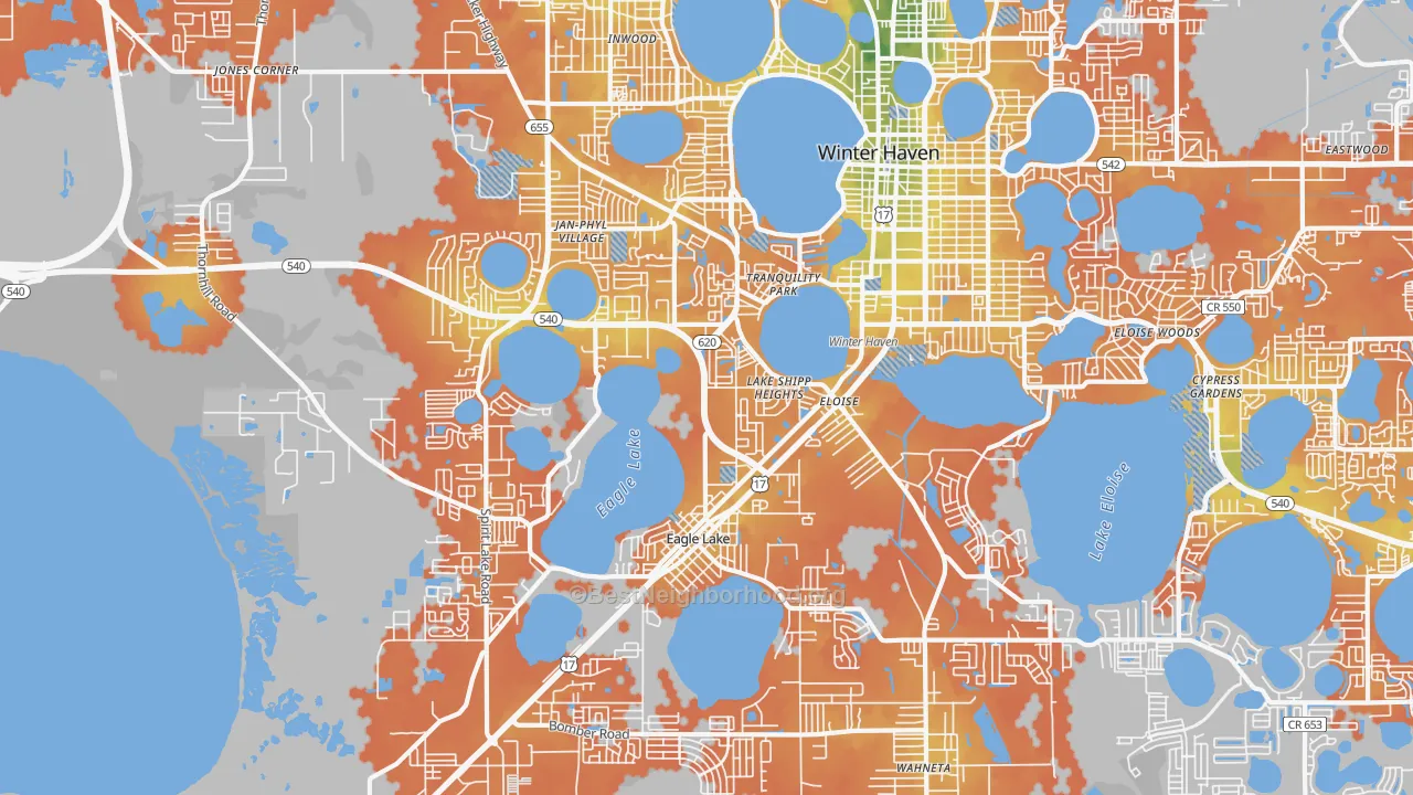 Bike Grade map of 33880, FL