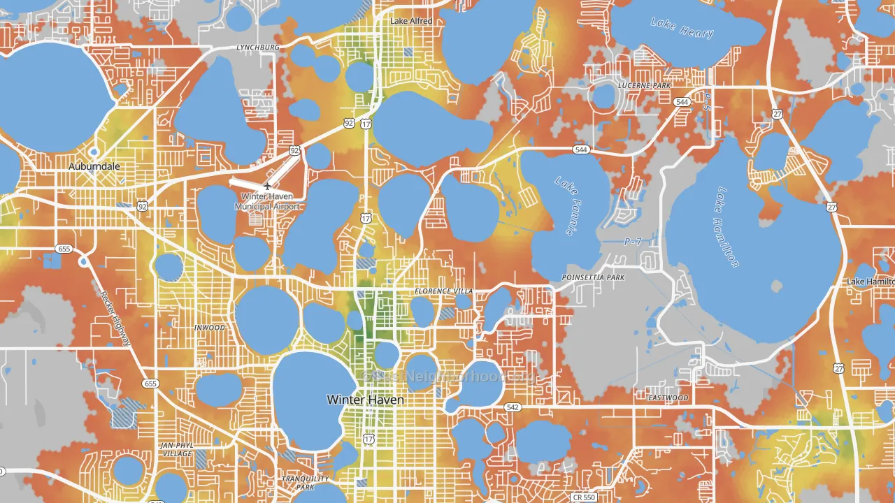 Bike Grade map of 33881, FL