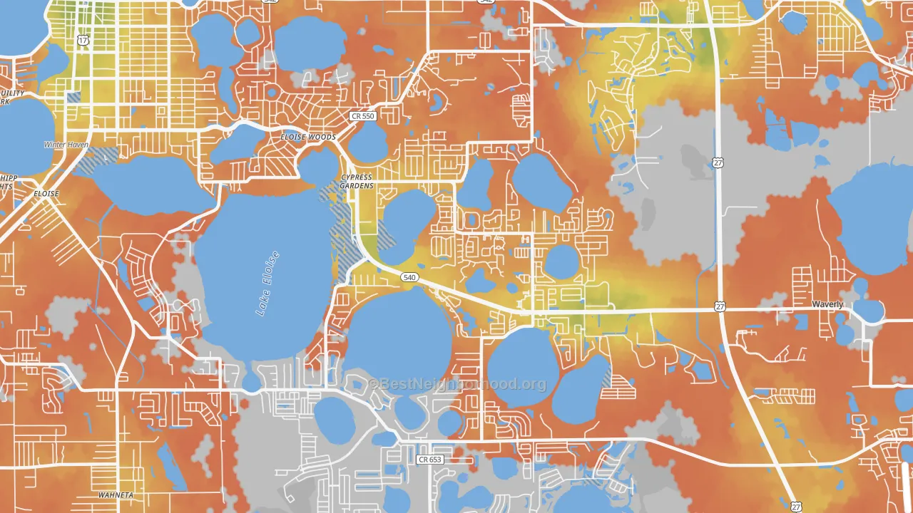 Bike Grade map of 33884, FL