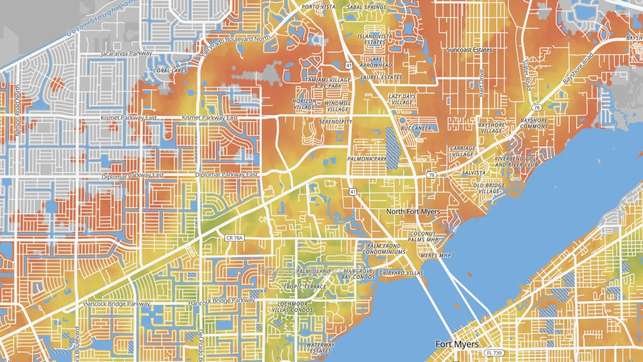 Bike Grade map of 33903, FL