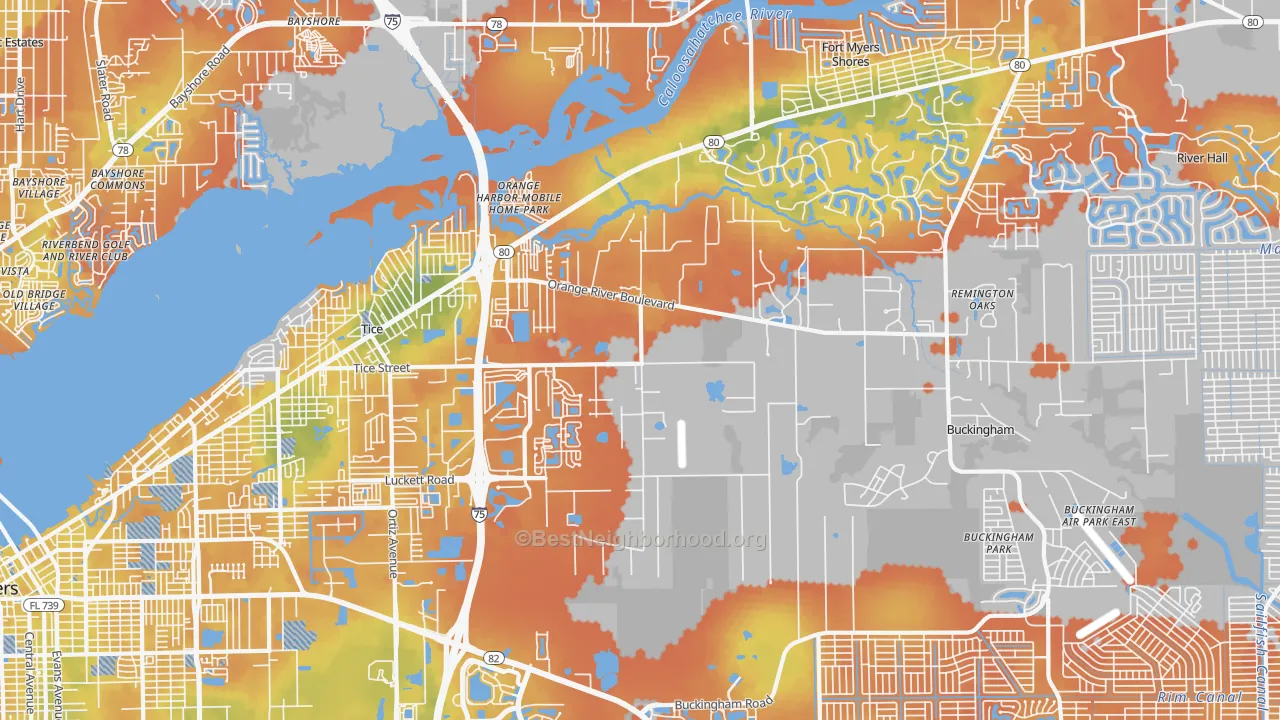 Bike Grade map of 33905, FL