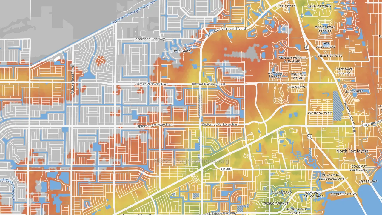 Bike Grade map of 33909, FL