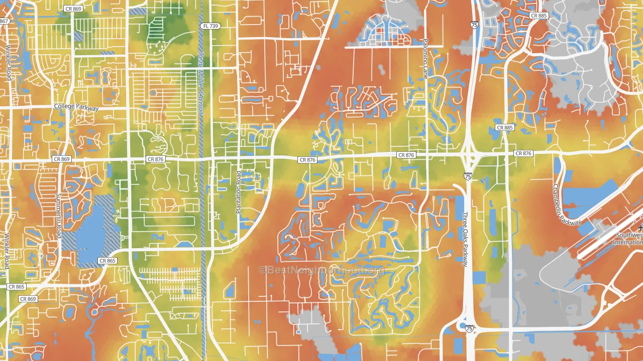Bike Grade map of 33912, FL