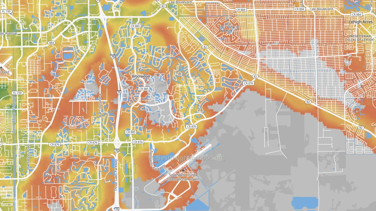 Bike Grade map of 33913, FL