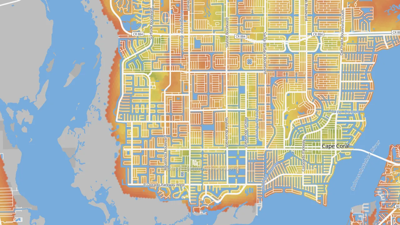 Bike Grade map of 33914, FL