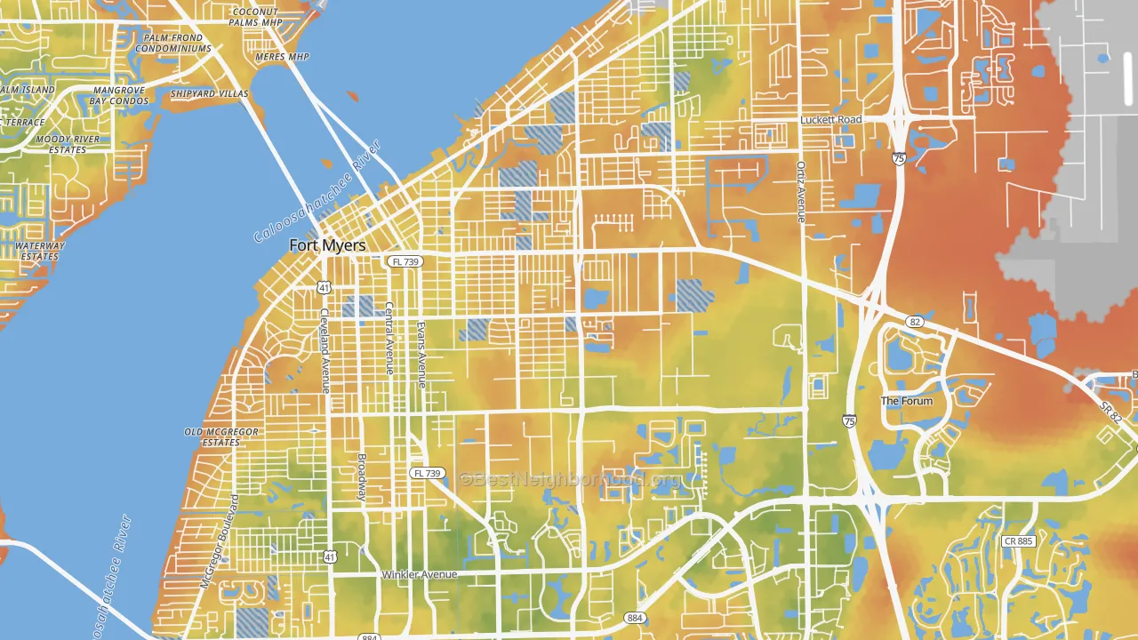 Bike Grade map of 33916, FL