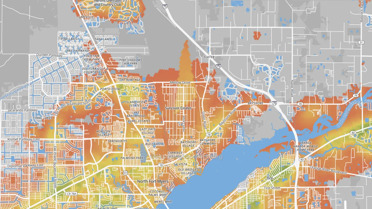 Bike Grade map of 33917, FL