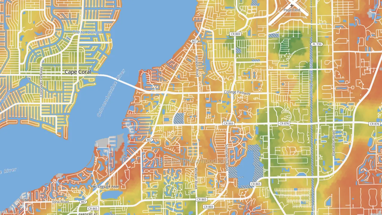 Bike Grade map of 33919, FL
