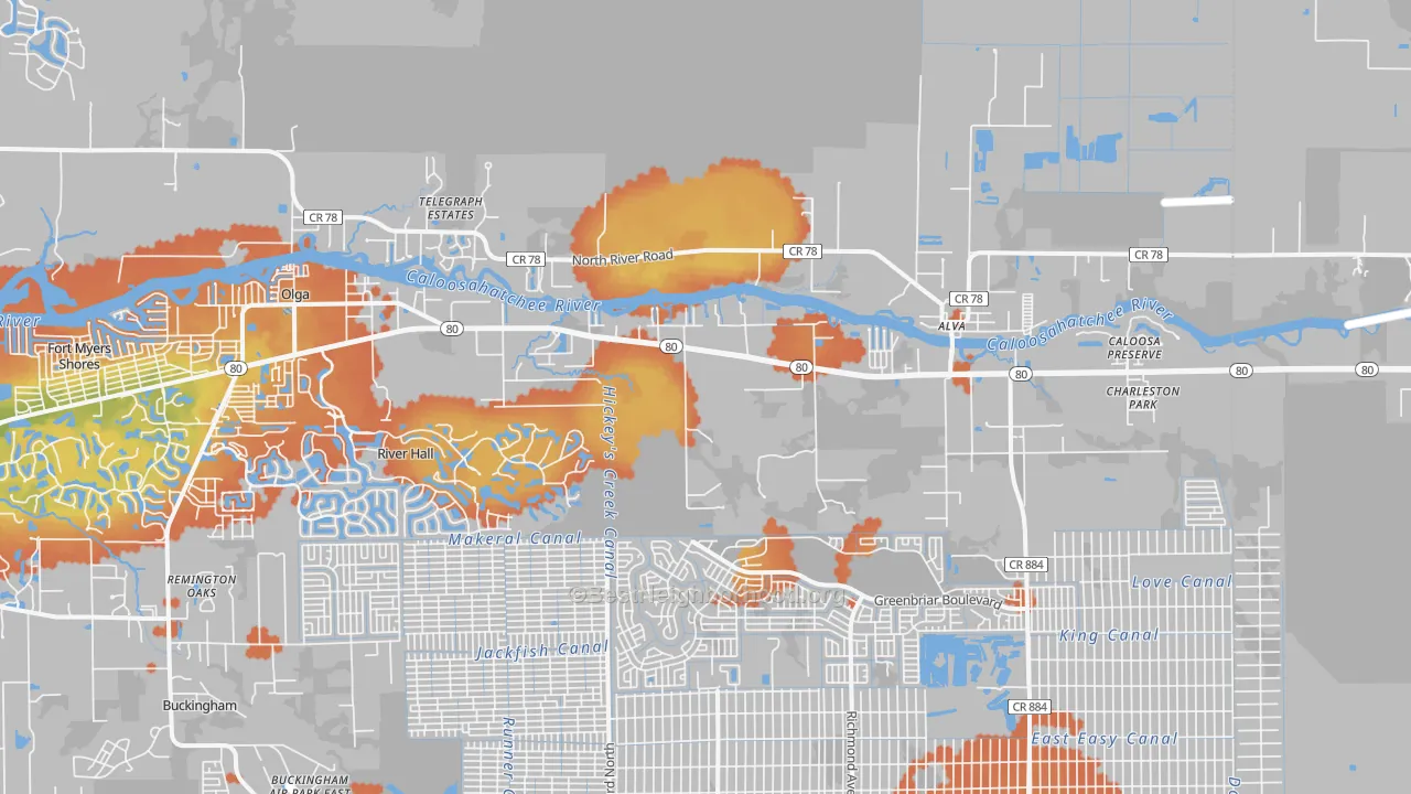 Bike Grade map of 33920, FL