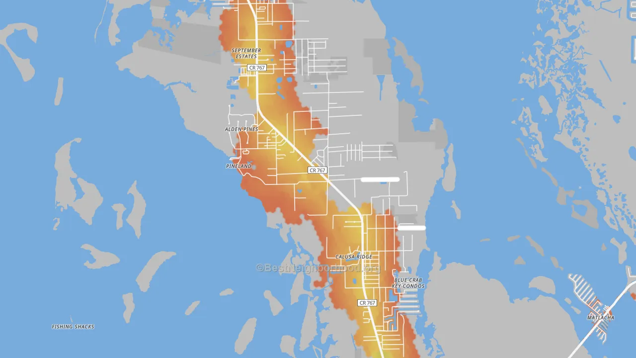 Bike Grade map of 33922, FL