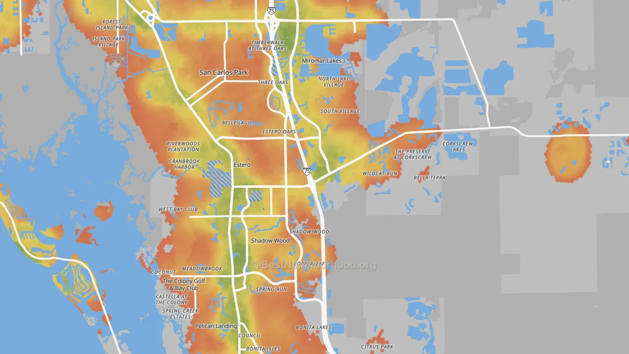 Bike Grade map of 33928, FL