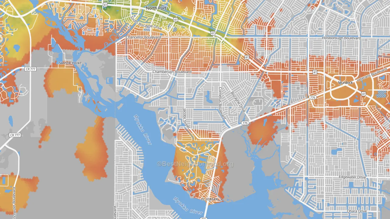 Bike Grade map of 33953, FL