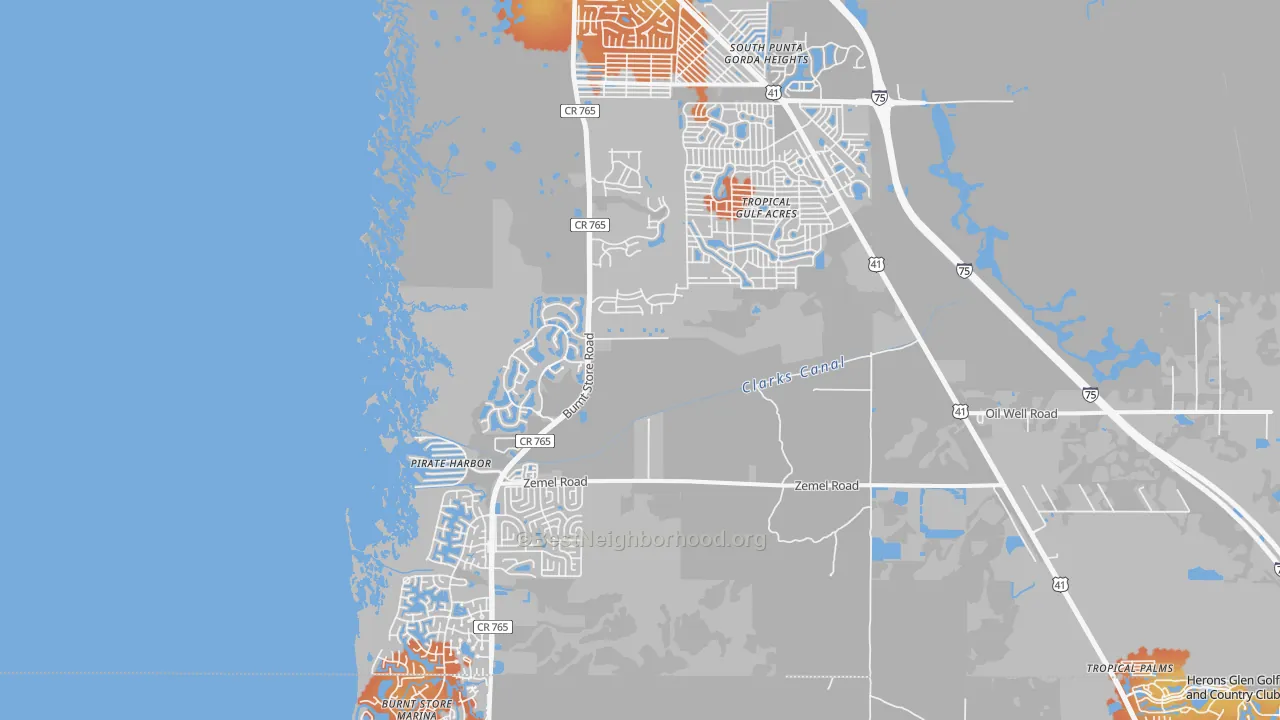 Bike Grade map of 33955, FL