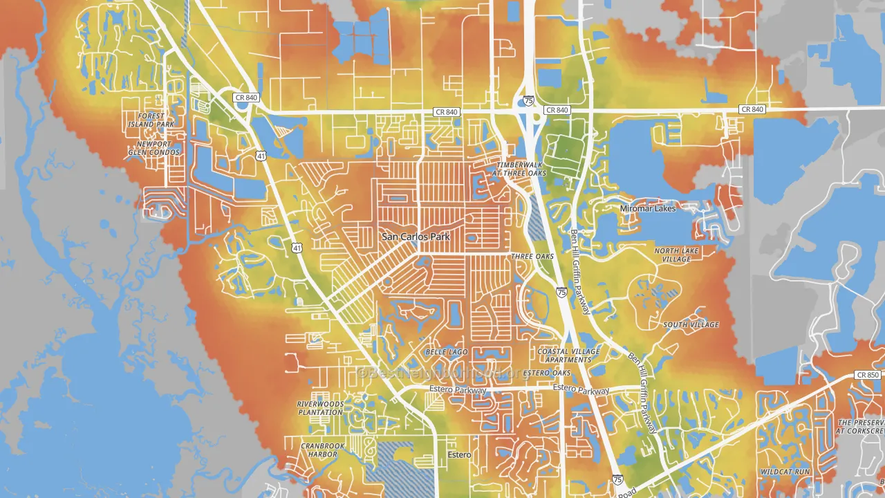 Bike Grade map of 33967, FL