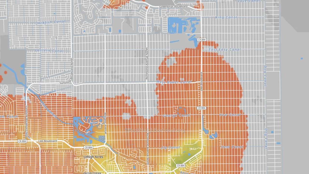 Bike Grade map of 33972, FL