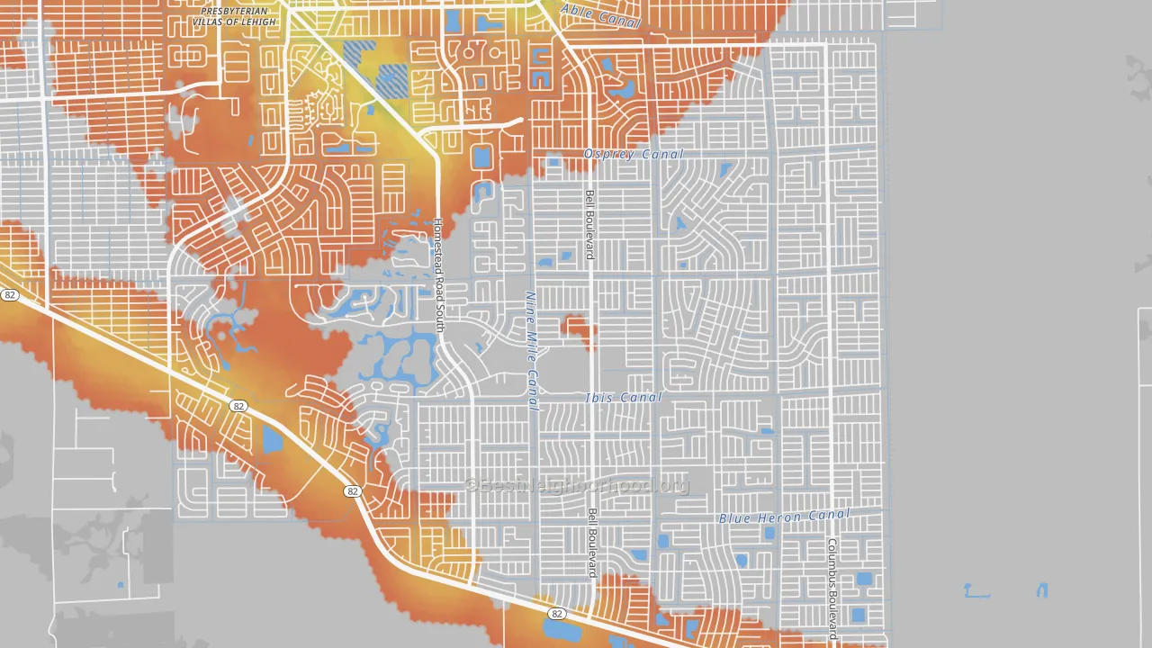 Bike Grade map of 33974, FL