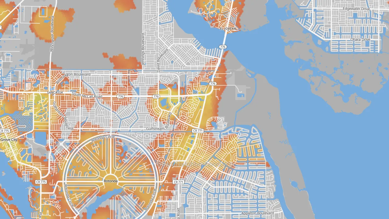 Bike Grade map of 33981, FL