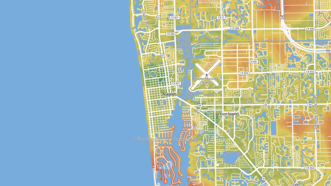 Bike Grade map of 34102, FL