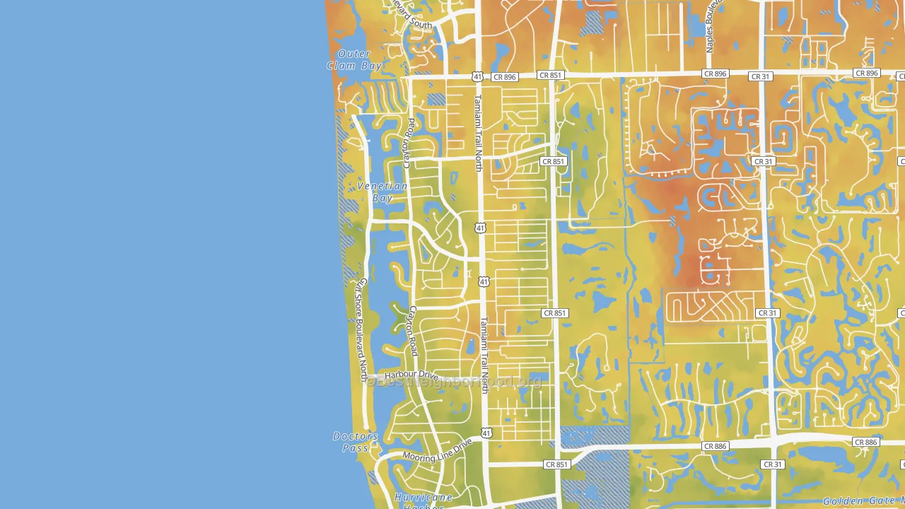 Bike Grade map of 34103, FL