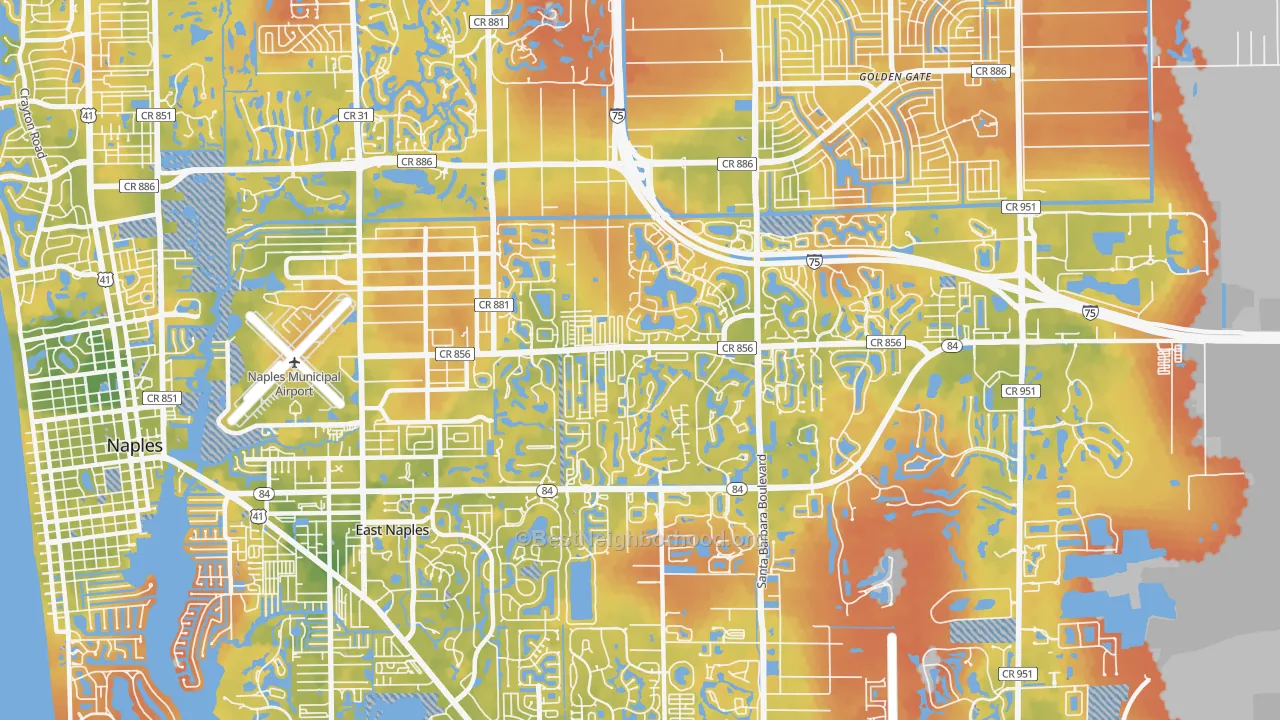 Bike Grade map of 34104, FL