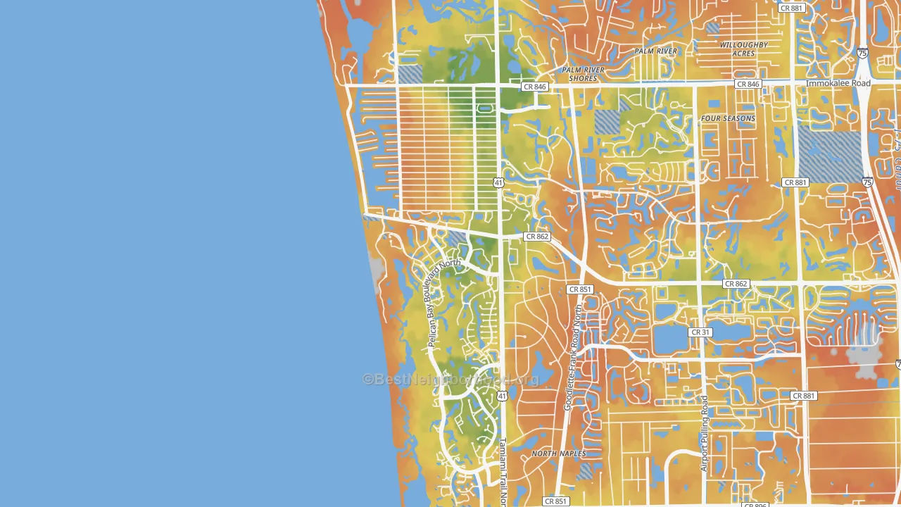 Bike Grade map of 34108, FL