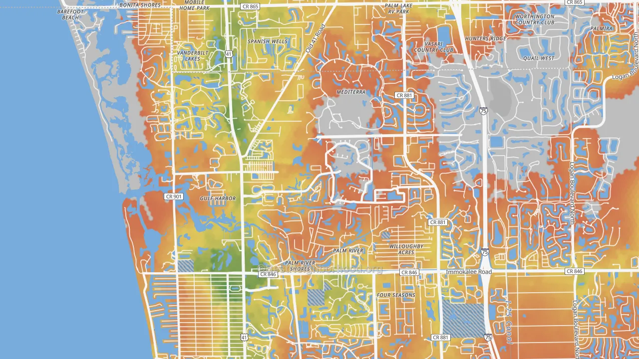 Bike Grade map of 34110, FL