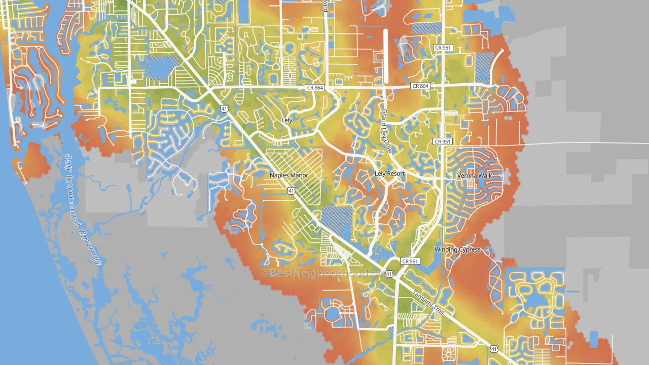 Bike Grade map of 34113, FL