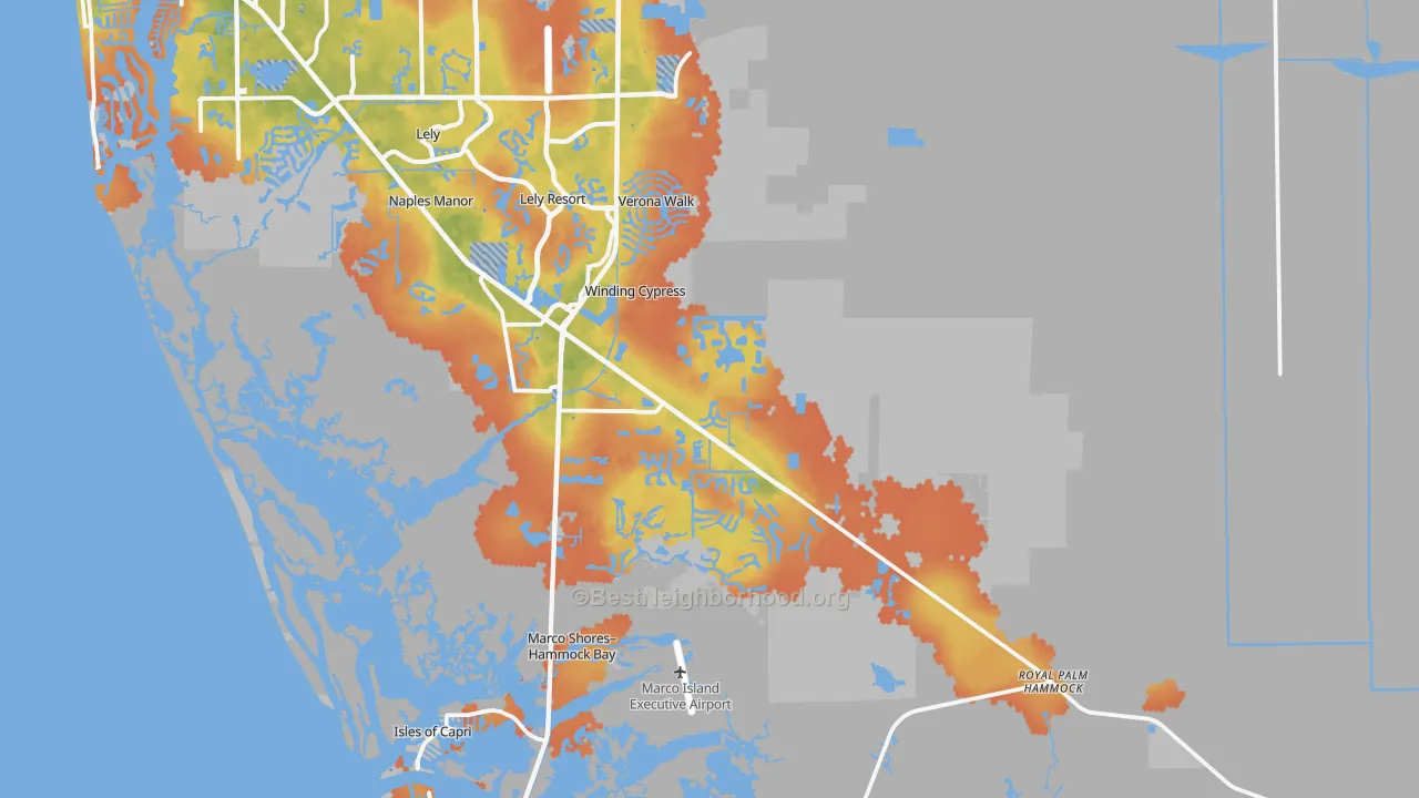 Bike Grade map of 34114, FL