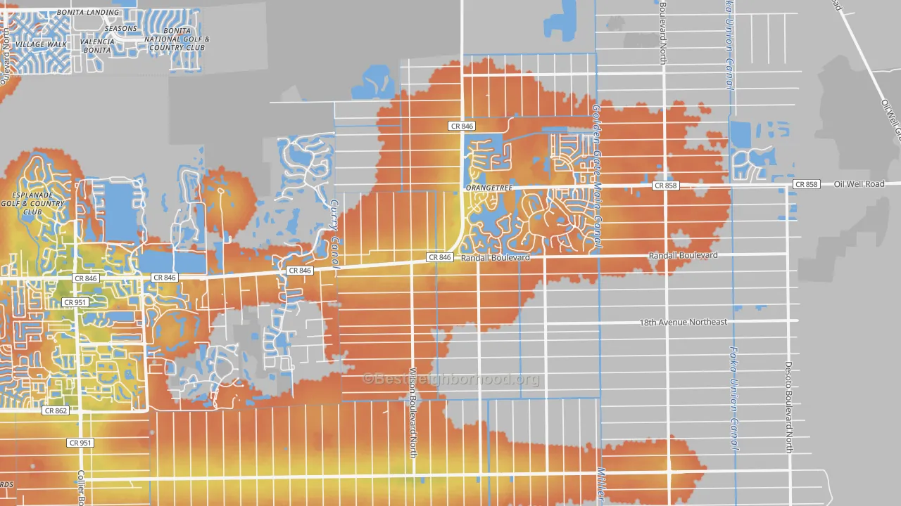 Bike Grade map of 34120, FL