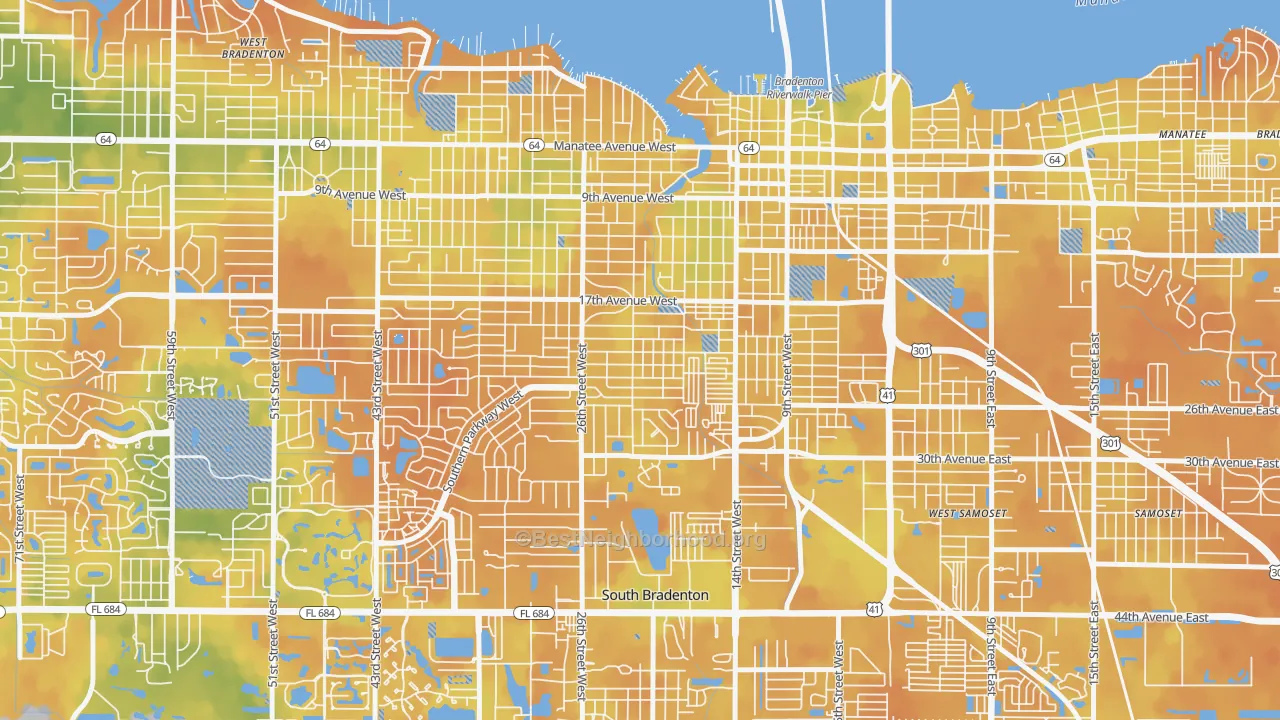 Bike Grade map of 34205, FL
