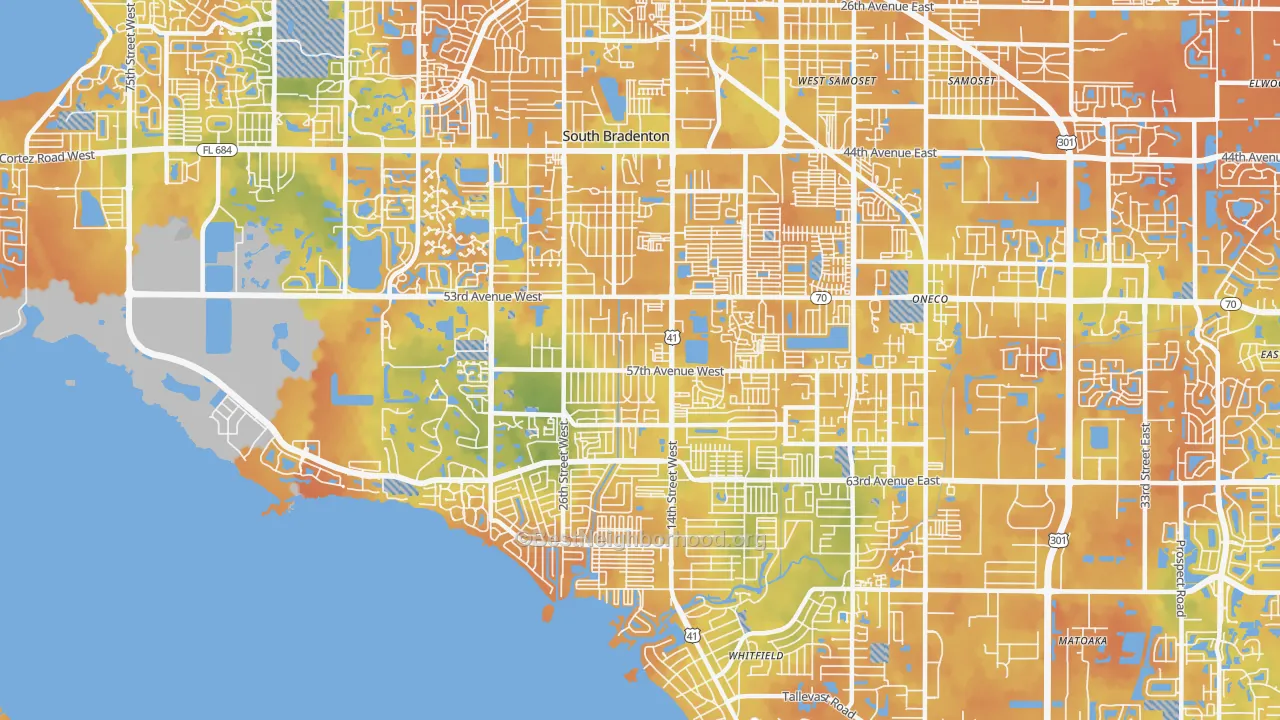 Bike Grade map of 34207, FL