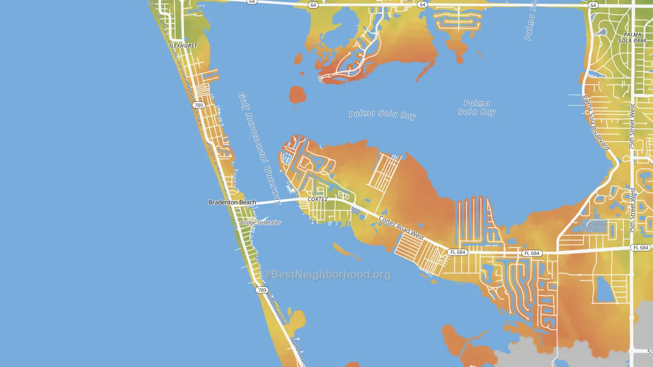 Bike Grade map of 34215, FL