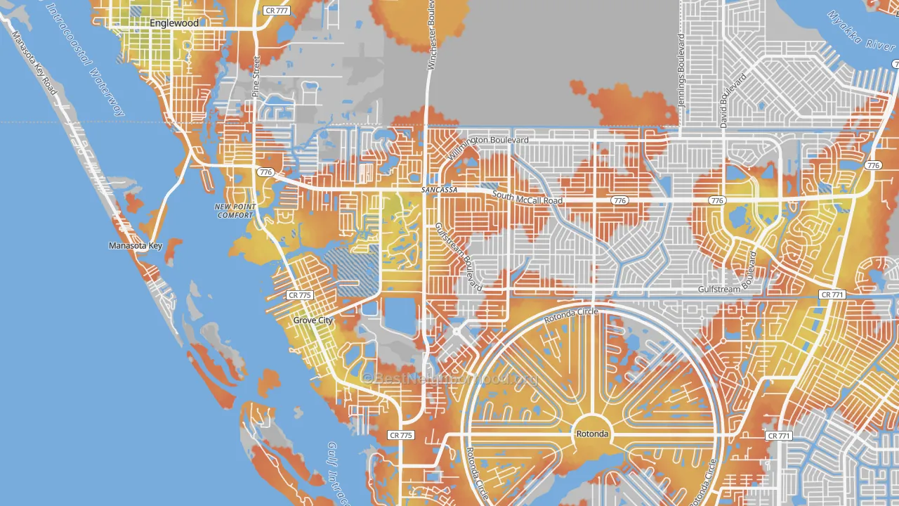 Bike Grade map of 34224, FL