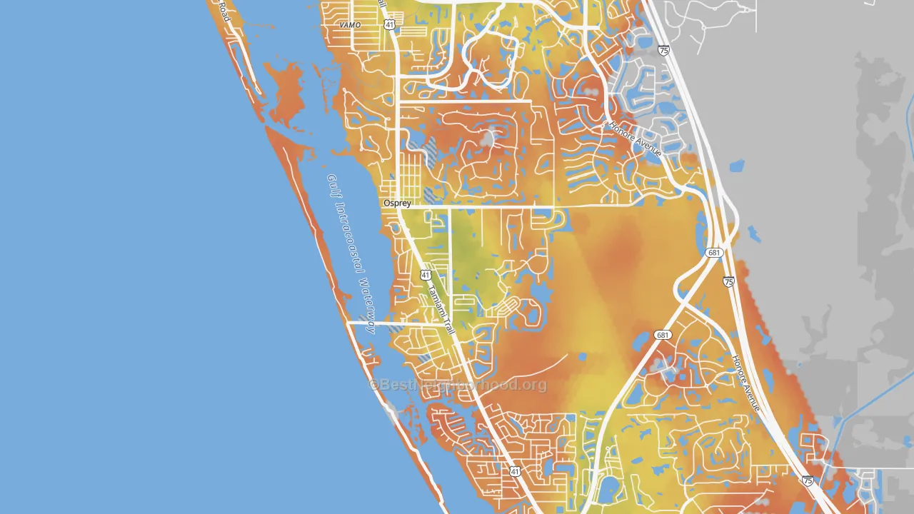 Bike Grade map of 34229, FL