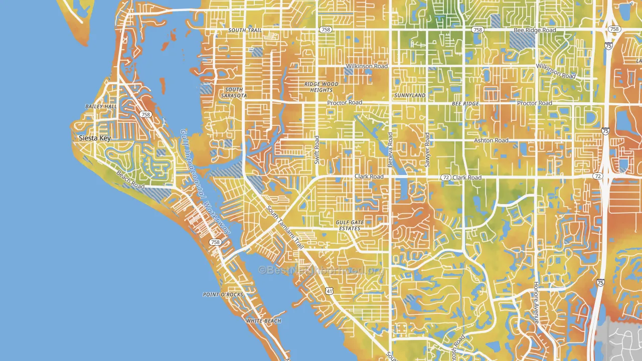 Bike Grade map of 34231, FL