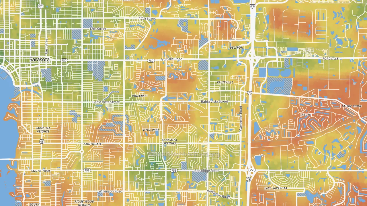 Bike Grade map of 34232, FL