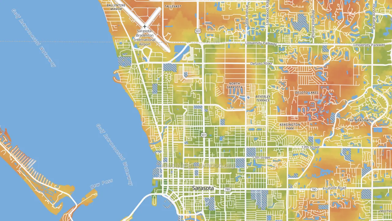 Bike Grade map of 34234, FL