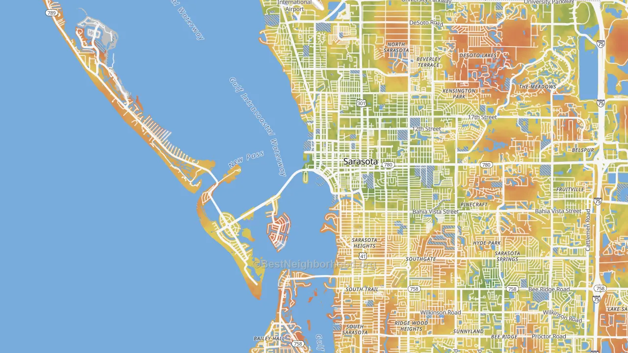 Bike Grade map of 34236, FL