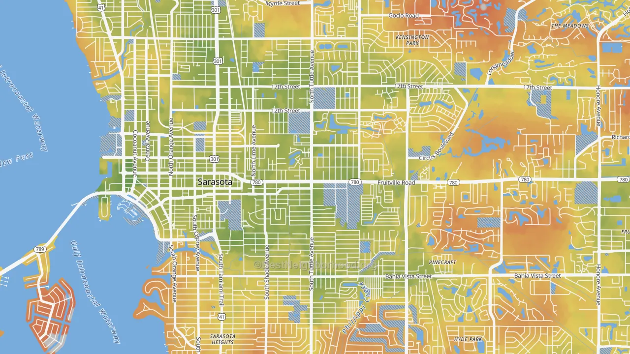Bike Grade map of 34237, FL
