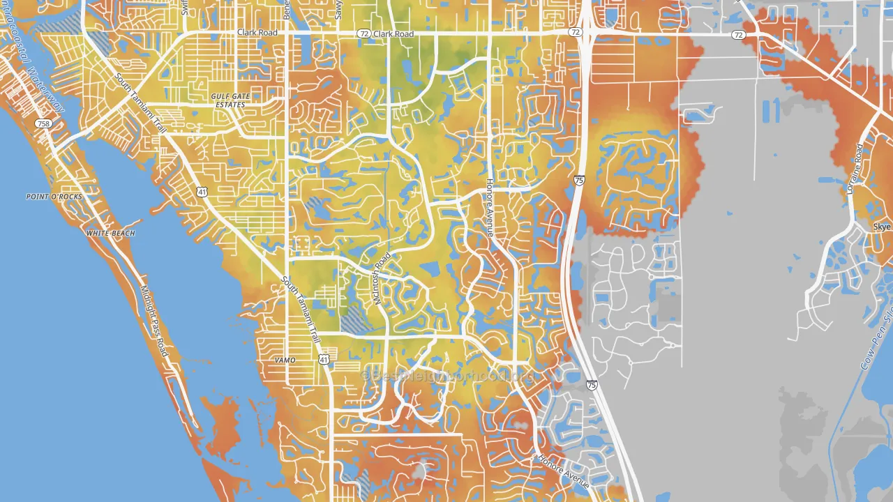 Bike Grade map of 34238, FL