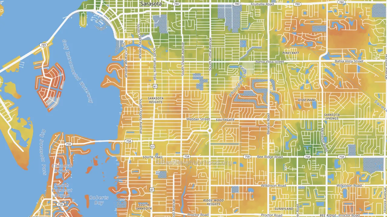 Bike Grade map of 34239, FL