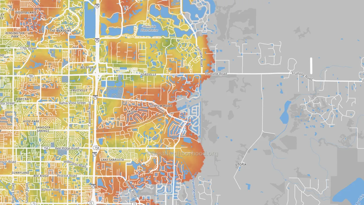 Bike Grade map of 34240, FL