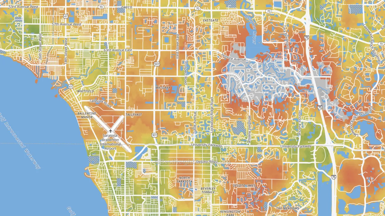 Bike Grade map of 34243, FL