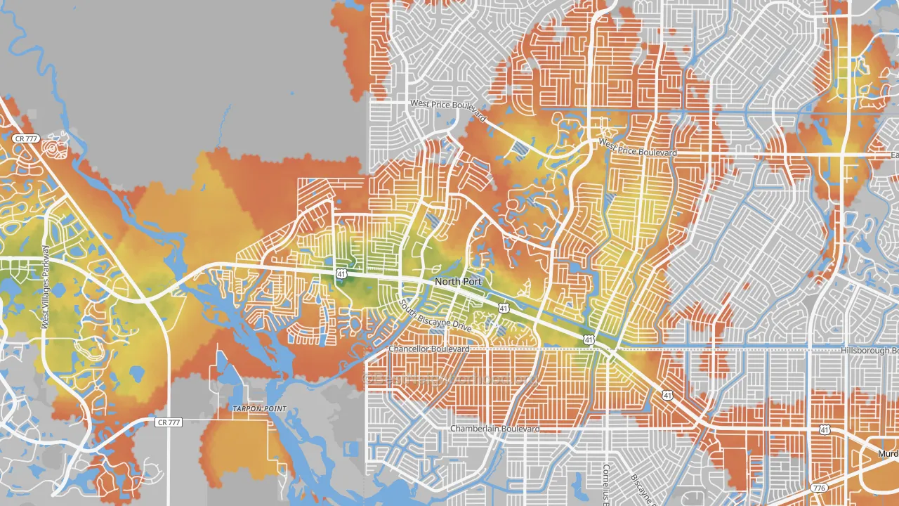Bike Grade map of 34287, FL